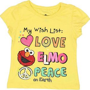NYT - Sesame Street - Girls Elmo Short Sleeve T-Shirt - Elmo Love Peace